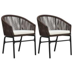 Chaises de lot de 2 Marron Rotin PE