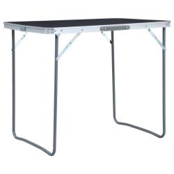 Table pliable de camping avec cadre en m&eacute;tal 80x60 cm Gris