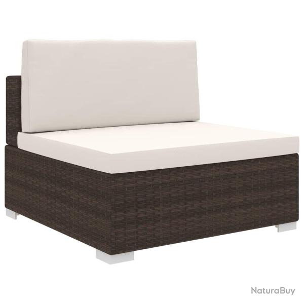 Si�ge central sectionnel avec coussins r�sine tress�e marron
