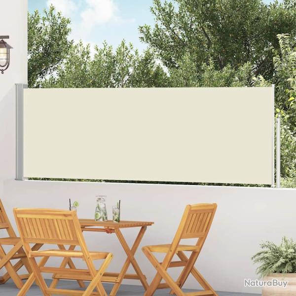 Auvent lat�ral r�tractable de patio 100x500 cm Cr�me