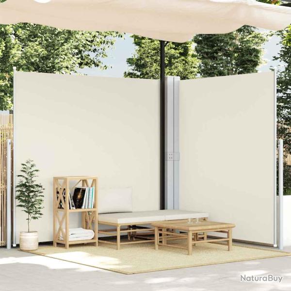 Auvent lat�ral double r�tractable de patio 170x600 cm Cr�me