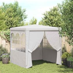 Tente de r&eacute;ception avec parois lat&eacute;rales 2x2 m Blanc 90 g/m&sup2;