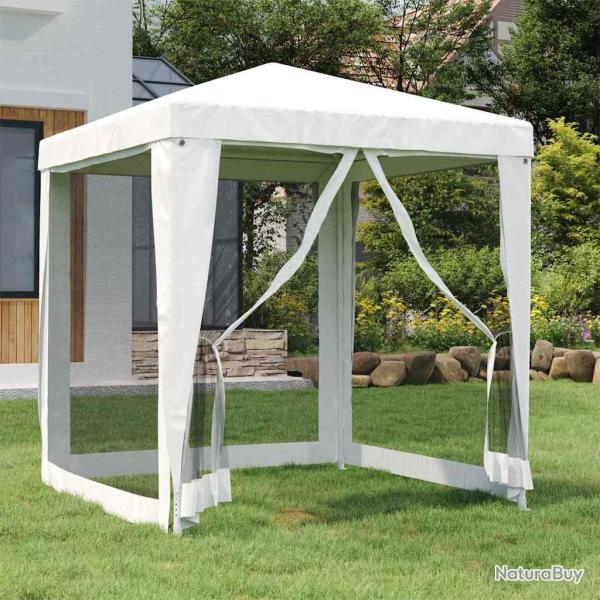 Tente de r�ception avec 4 parois lat�rales en maille 2x2m Blanc