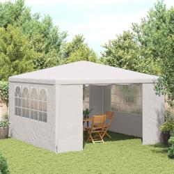 Tente de r&eacute;ception avec parois lat&eacute;rales 4x4 m Blanc 90 g/m&sup2;