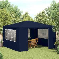 Tente de r&eacute;ception avec parois lat&eacute;rales 4x4 m Bleu 90 g/m&sup2;
