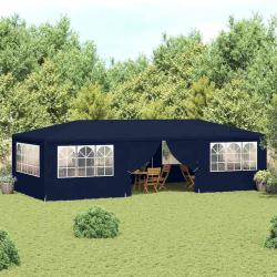 Tente de r&eacute;ception avec parois lat&eacute;rales 4x9 m Bleu 90 g/m&sup2;