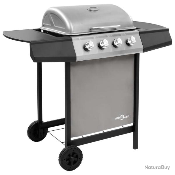 Barbecue gril � gaz avec 4 br�leurs Noir et argent�