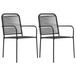 Chaises de lot de 2 Corde en coton et acier Noir