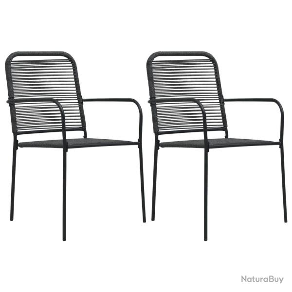 Chaises de lot de 2 Corde en coton et acier Noir