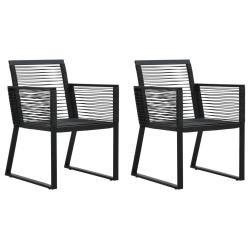 Chaises de lot de 2 Noir Rotin PVC