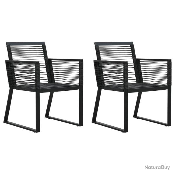Chaises de lot de 2 Noir Rotin PVC
