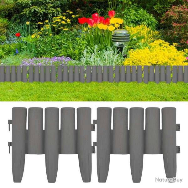 Bordures de pelouse 36 pcs Gris 10 m PP