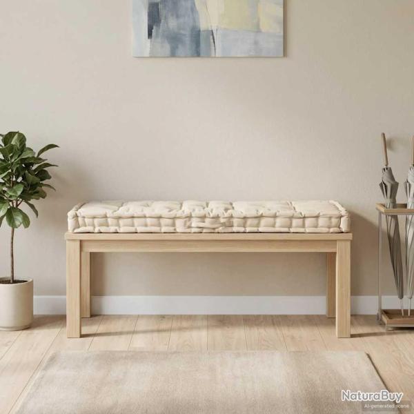 Coussin de plancher de palette Coton 120x40x7 cm Beige