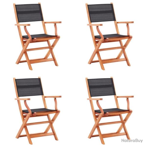 Chaises pliables de lot de 4 Noir Eucalyptus textil�ne