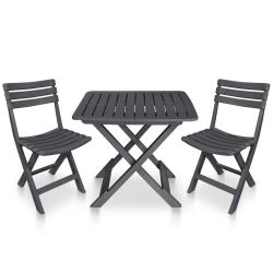 Ensemble de bistro pliable 3 pcs Plastique Anthracite