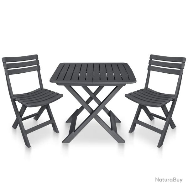 Ensemble de bistro pliable 3 pcs Plastique Anthracite