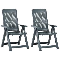 Chaises inclinables de lot de 2 Plastique Vert