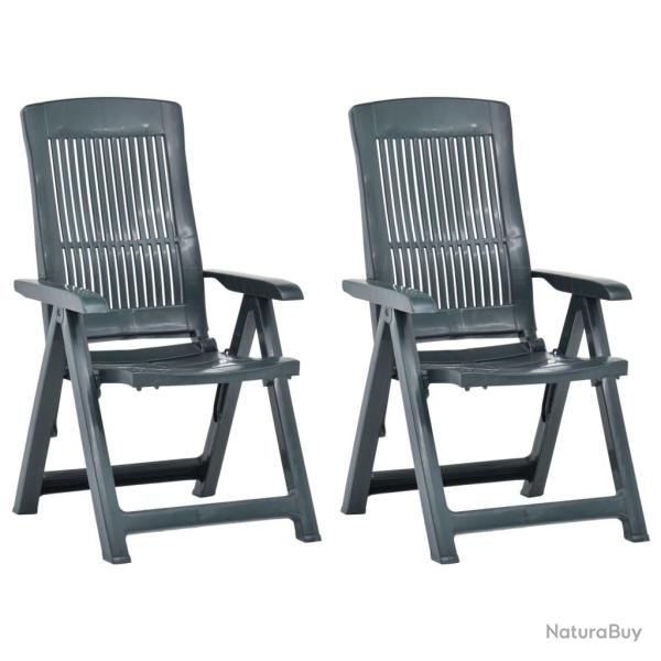 Chaises inclinables de lot de 2 Plastique Vert
