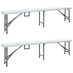 Bancs de pliables lot de 2 180 cm PEHD Blanc