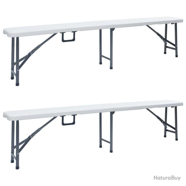 Bancs de pliables lot de 2 180 cm PEHD Blanc