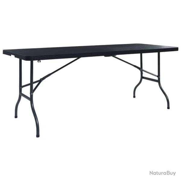 Table pliable de Noir 180x75x72 cm PEHD Imitation rotin