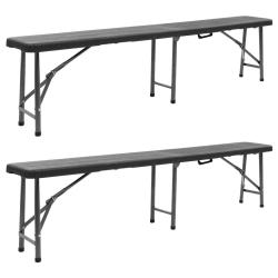 Bancs de pliables lot de 2 180 cm PEHD Noir