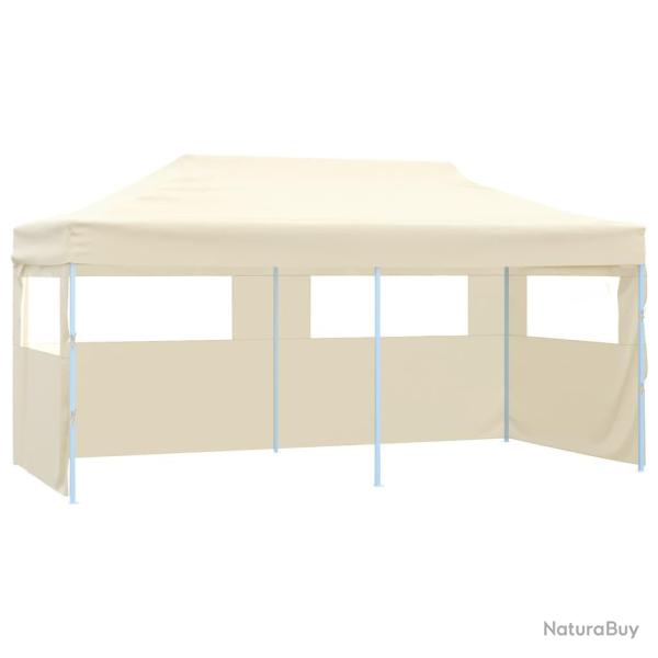 Tente de r�ception pliable avec 4 parois 3x6 m Acier Cr�me