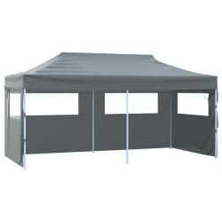 Tente de r&eacute;ception pliable avec 4 parois 3x6 m Acier Anthracite