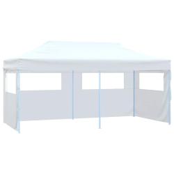 Tente de r&eacute;ception pliable avec 4 parois 3x6 m Acier Blanc