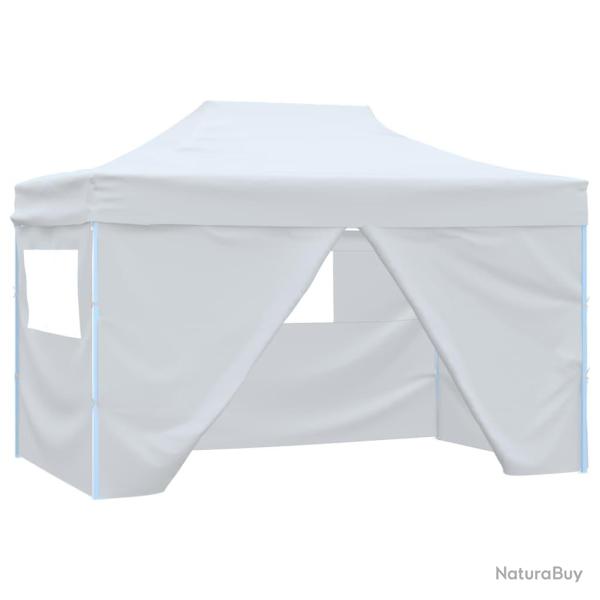 Tente pliable de r�ception avec 4 parois 3 x 4,5 m Blanc