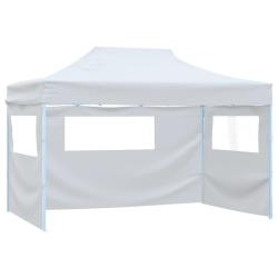 Tente pliable de r&eacute;ception avec 3 parois 291x413x315 cm Blanc