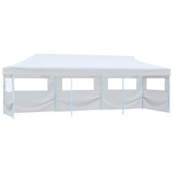 Tente de r&eacute;ception escamotable pliable avec 5 parois 3x9m Blanc