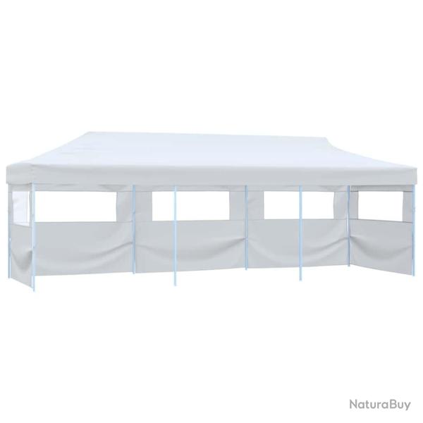 Tente de r�ception escamotable pliable avec 5 parois 3x9m Blanc