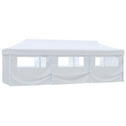 Tente de r&eacute;ception escamotable avec 8 parois 3 x 9 m Blanc