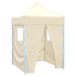 Tente de r&eacute;ception pliable avec 4 parois 2x2 m Acier Cr&egrave;me