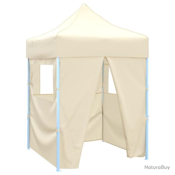 Tente de r�ception pliable avec 4 parois 2x2 m Acier Cr�me
