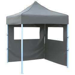 Tente de r&eacute;ception pliable avec 2 parois 2x2 m Acier Anthracite