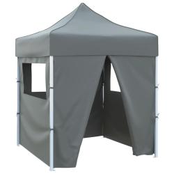 Tente de r&eacute;ception pliable avec 4 parois 2x2 m Acier Anthracite