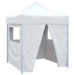 Tente de r&eacute;ception pliable avec 4 parois 2x2 m Acier Blanc