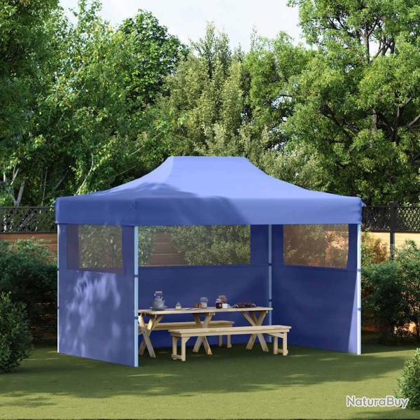 Tente de r�ception pliable avec 3 parois 3x4 m Acier Bleu