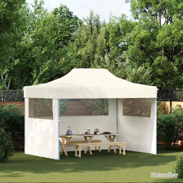 Tente de r�ception pliable avec 3 parois 3x4 m Acier Cr�me