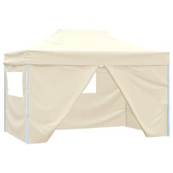 Tente de r&eacute;ception pliable avec 4 parois 3x4 m Acier Cr&egrave;me