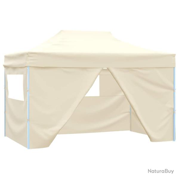 Tente de r�ception pliable avec 4 parois 3x4 m Acier Cr�me