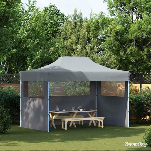 Tente de r�ception pliable avec 3 parois 3x4 m Acier Anthracite