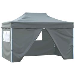 Tente de r&eacute;ception pliable avec 4 parois 3x4 m Acier Anthracite