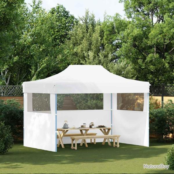 Tente de r�ception pliable avec 3 parois 280x410x315 cm Acier Blanc