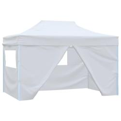 Tente de r&eacute;ception pliable avec 4 parois 280x410x315 cm Acier Blanc