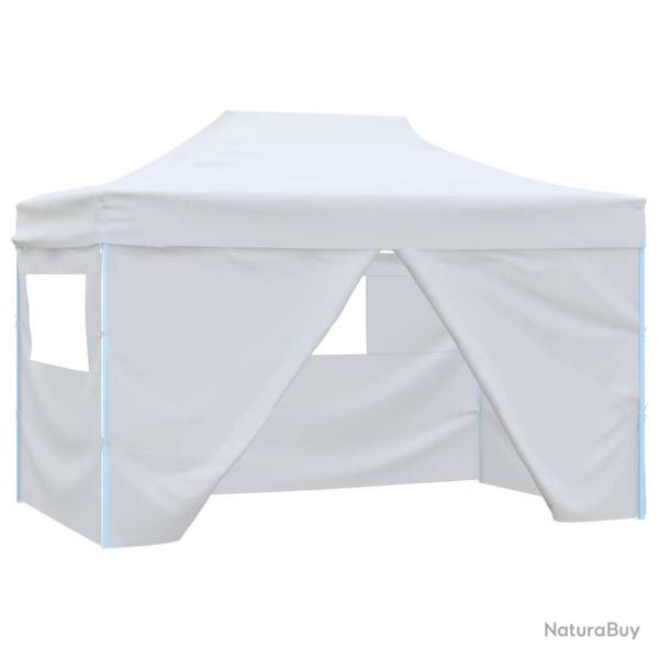 Tente de r�ception pliable avec 4 parois 280x410x315 cm Acier Blanc