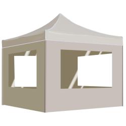 Tente de r&eacute;ception pliable avec parois Aluminium 2x2 m Cr&egrave;me