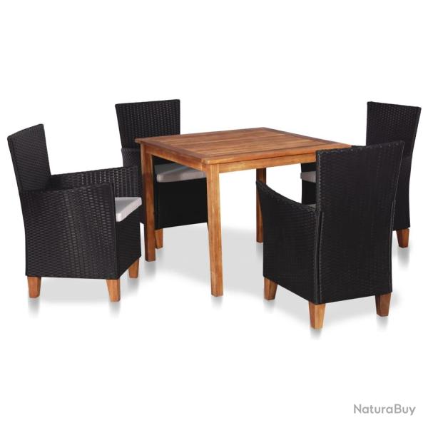 Ensemble � manger d'ext�rieur 5 pcs R�sine tress�e Noir marron